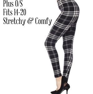 PLUS BLACK PLAID LEGGINGS